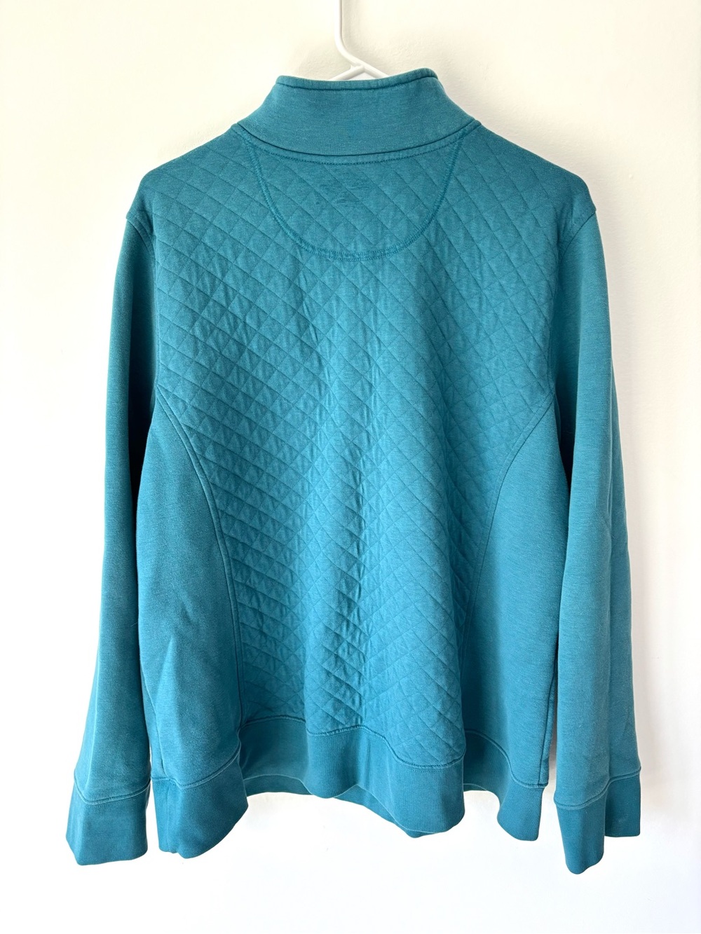 L.L.Bean Diamond Quilted 1/4-zip Pullover Teal Blue Outdoor Athleisure Travel - Picture 8 of 11